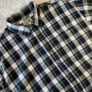 Vintage Y2K L.L.Bean Mens Blue & Green‎ Plaid Flannel Shirt Button Down Size XL